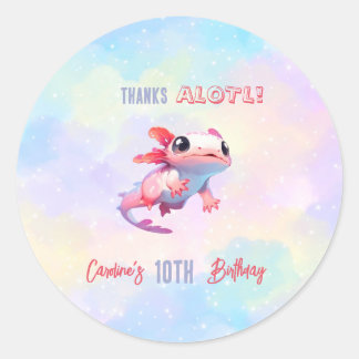 Rainbow axolotl girl birthday classic round sticker