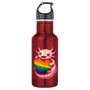 Rainbow Axolotl Heart Pride Amphibian 532 Ml Water Bottle
