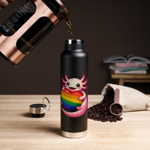Rainbow Axolotl Heart Pride Amphibian Water Bottle