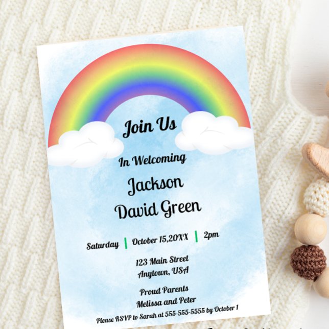 Rainbow Baby (Blue) Shower Invitation (Creator Uploaded)
