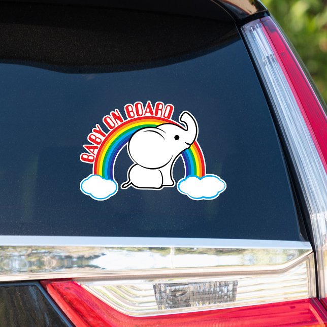 Rainbow Baby Elephant Baby On Board Car Sticker (Creator Uploaded)