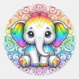 Rainbow baby elephant stickers