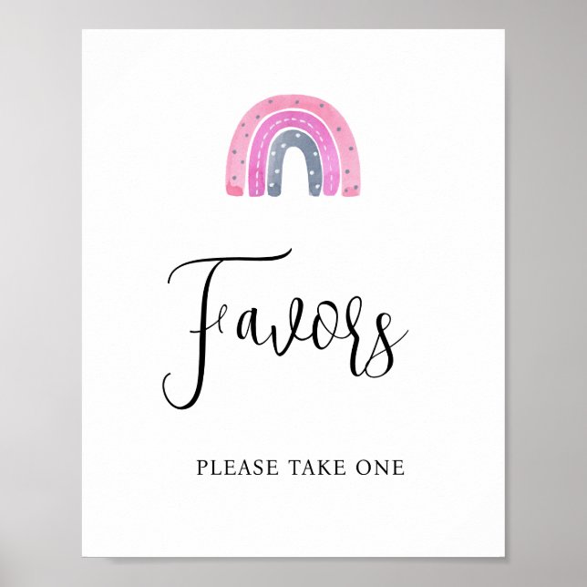 Rainbow Baby Girl Favors Baby Shower Sign (Front)