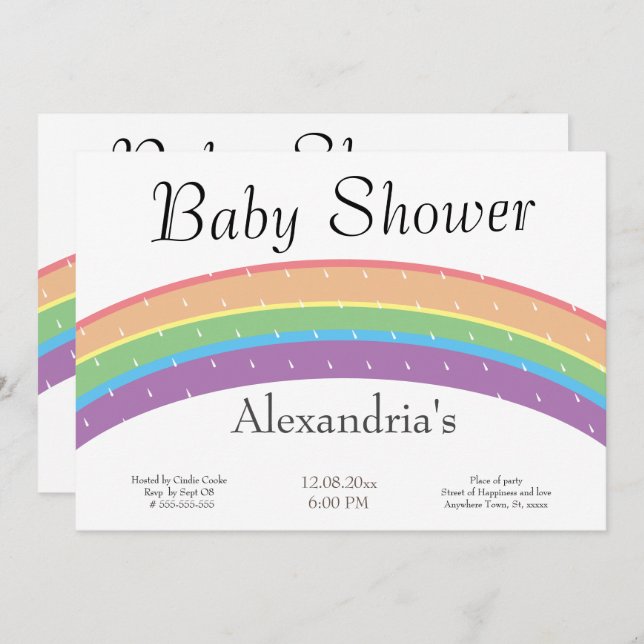 Rainbow Baby Girl or boy Baby shower party Invitation (Front/Back)