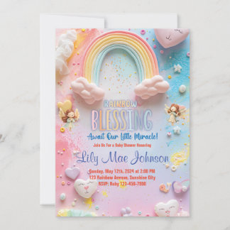 Rainbow Baby Girl Shower Invitation
