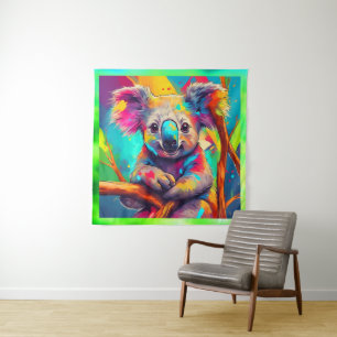 rainbow baby koala tapestry
