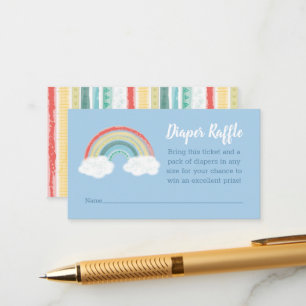 Rainbow Baby Shower Blue Boy Enclosure Card