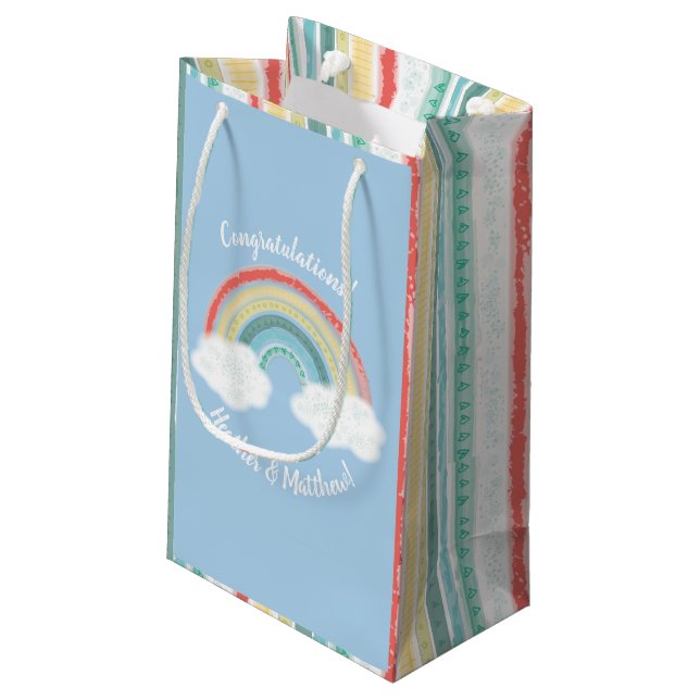 Rainbow Baby Shower Blue Boy Small Gift Bag (Back Angled)