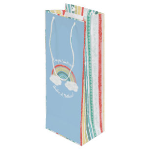 Rainbow Baby Shower Blue Boy Wine Gift Bag