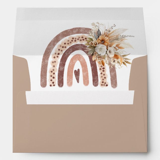 Rainbow Baby Shower Boho Floral Envelope (Back (Bottom))