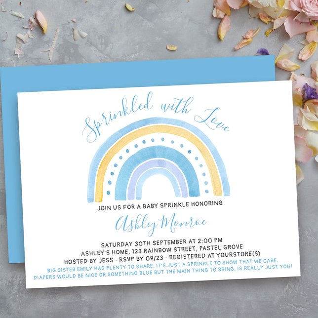 Rainbow Baby Shower Boy Baby Sprinkle Invitation (cute and simple rainbow boys baby sprinkle invitation - message me to create additional templates)