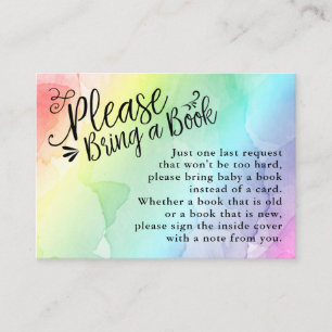 Rainbow Baby Shower Bring a Book Insert Card