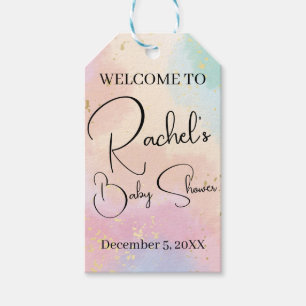 Rainbow Baby Shower Colourful Watercolor Custom Gift Tags