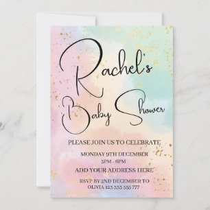 Rainbow Baby Shower Colourful Watercolor Custom Invitation