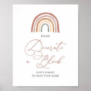 Rainbow Baby Shower Decorate A Block Sign