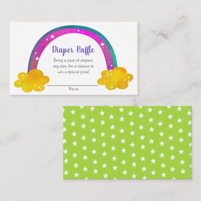 Rainbow Baby Shower Diaper Raffle Boho Modern Cute Enclosure Card (Front/Back)
