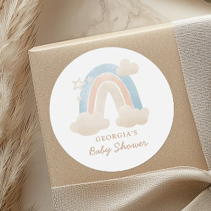 Rainbow Baby Shower Favour Seal With Soft Clouds