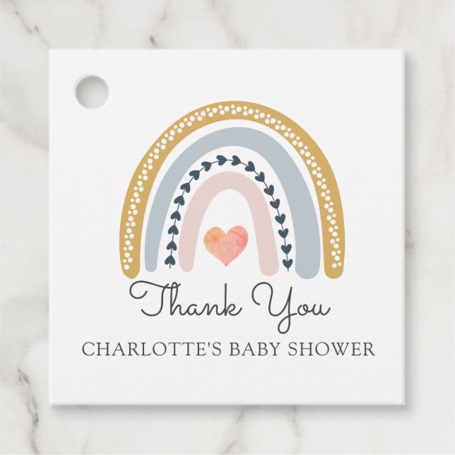 Rainbow Baby Shower Favour Tags (Front)