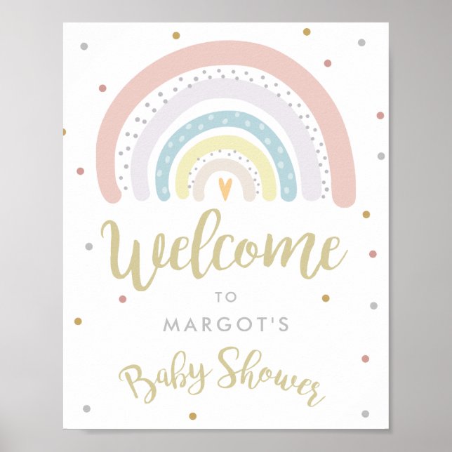 Rainbow Baby Shower Gender Neutral Welcome Poster (Front)