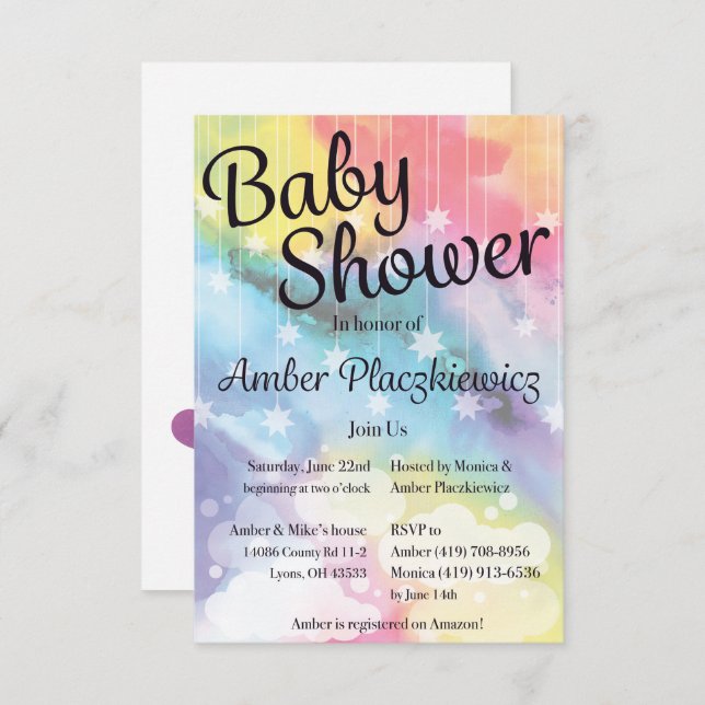 Rainbow Baby Shower Invitation (Front/Back)