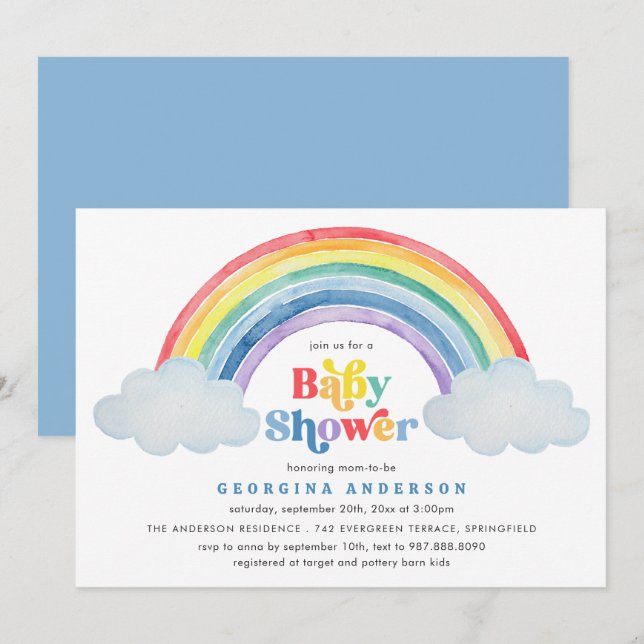 Rainbow Baby Shower Invitation (Front/Back)