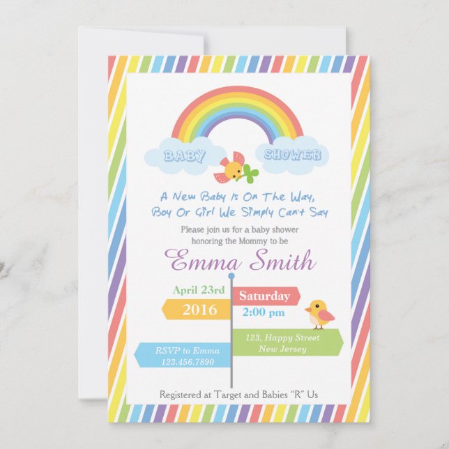 Rainbow Baby Shower Invitation (Front)