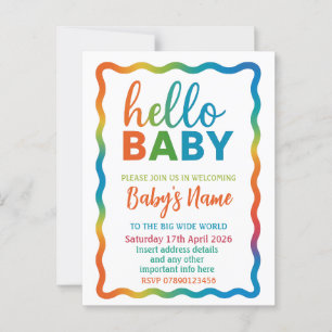 Rainbow baby shower invitation personalized invite postcard