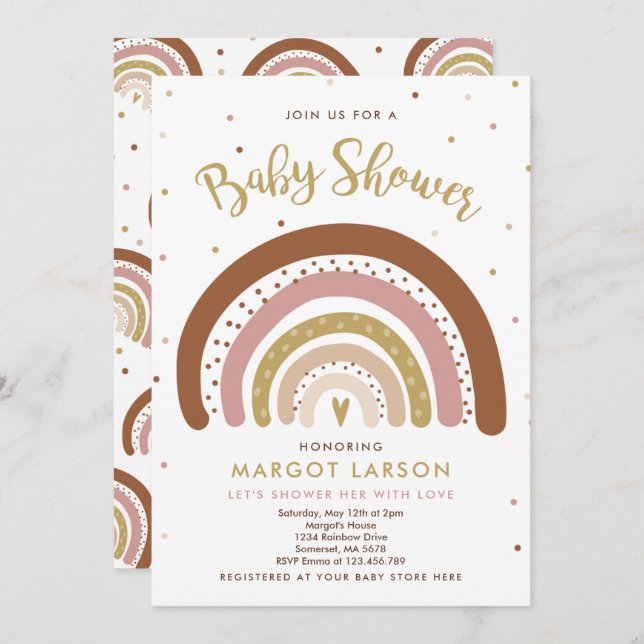 Rainbow Baby Shower Invite Muted Pastel Rainbow (Front/Back)