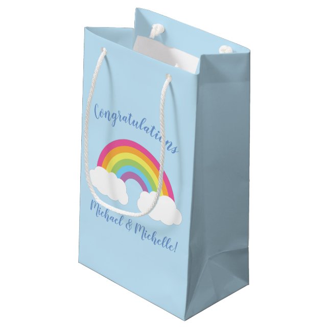 Rainbow Baby Shower Medium Gift Bag (Back Angled)