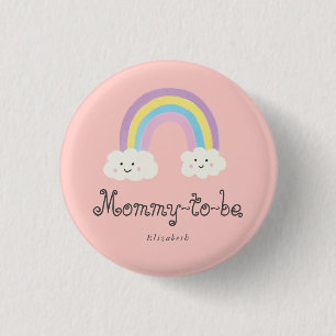 Rainbow Baby Shower Mummy to be Pastel Whimsical 3 Cm Round Badge