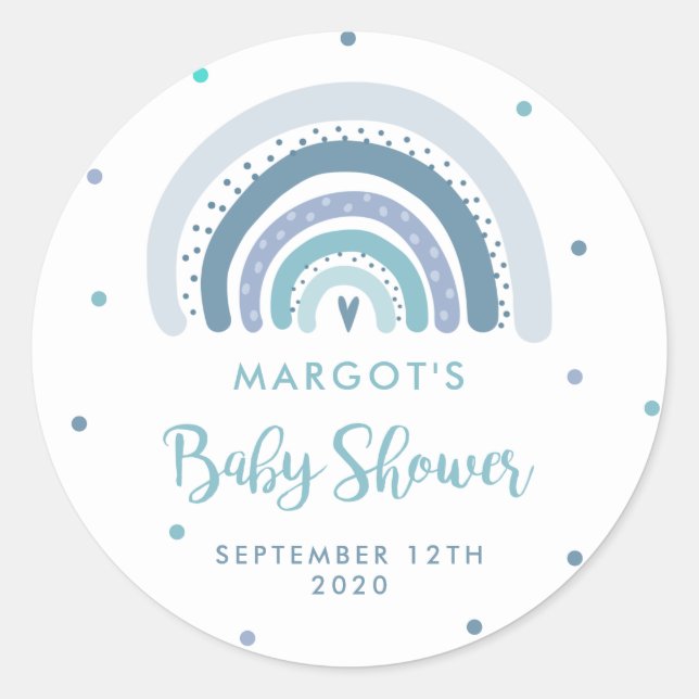Rainbow Baby Shower Muted Pastel Rainbow Classic Round Sticker (Front)