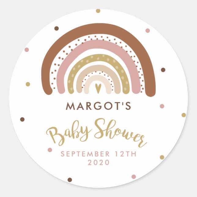 Rainbow Baby Shower Muted Pastel Rainbow Classic Round Sticker (Front)