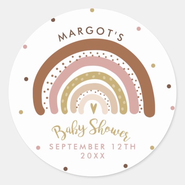 Rainbow Baby Shower Muted Pastel Rainbow Classic Round Sticker (Front)