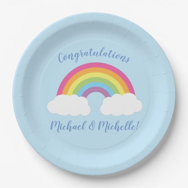 Rainbow Baby Shower Paper Plate (Front)