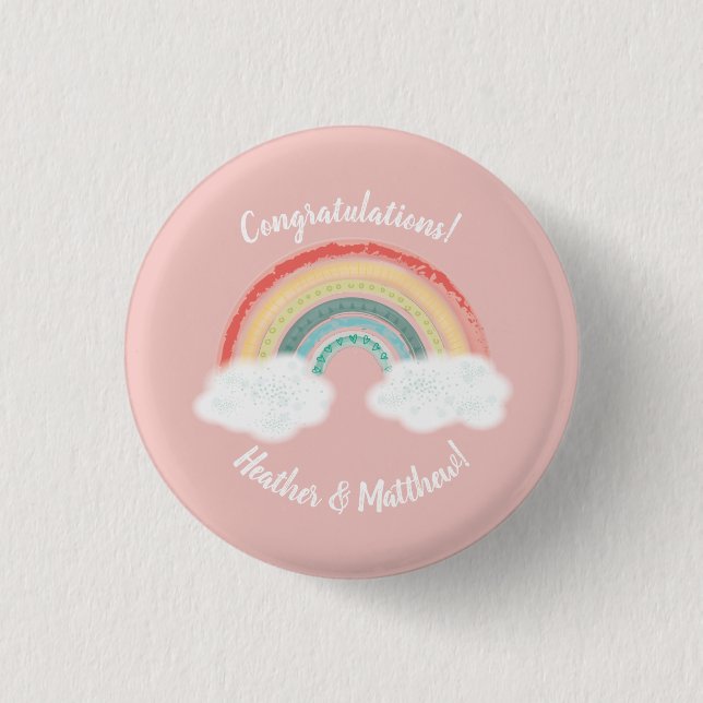 Rainbow Baby Shower Pink 3 Cm Round Badge (Front)