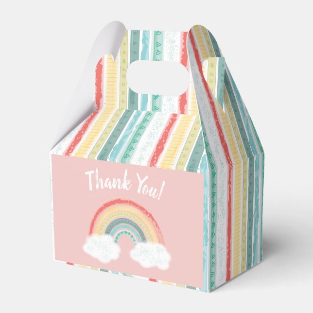 Rainbow Baby Shower Pink Favour Box (Front Side)