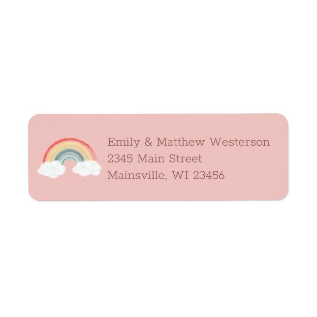 Rainbow Baby Shower Pink Return Address Label (Front)