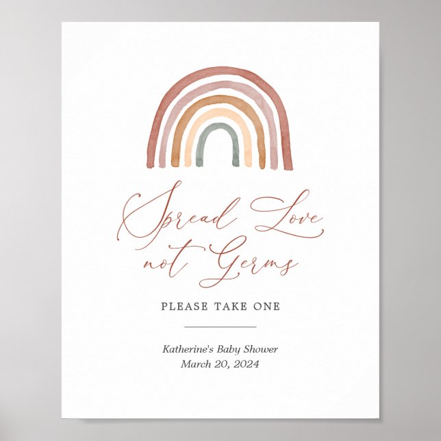 Rainbow Baby Shower Sanitising Station Sign (Front)