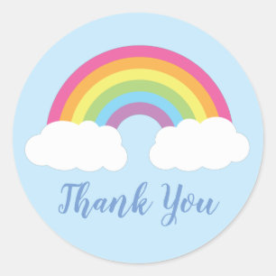 Rainbow Baby Shower Thank You Classic Round Sticker