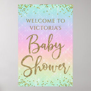 Rainbow Baby Shower Welcome Sign