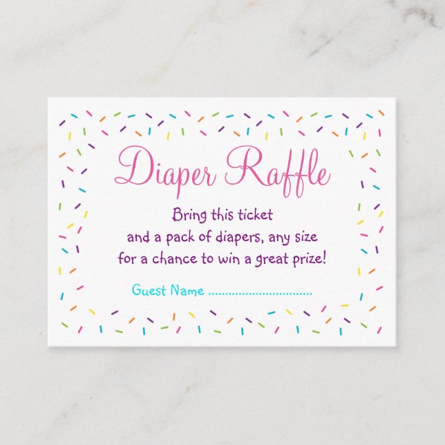 Rainbow Baby Sprinkle Diaper Raffle Tickets Enclosure Card (Front)