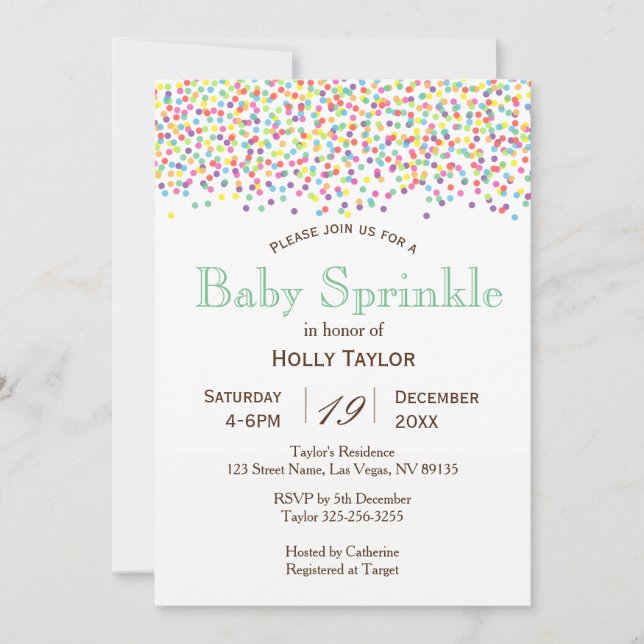 Rainbow Baby Sprinkle Invitation (Front)