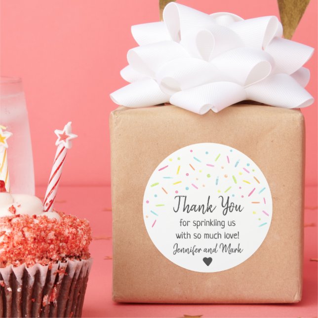 Rainbow Baby Sprinkle Thank You Classic Round Sticker (Party)