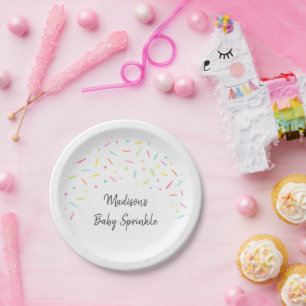 Rainbow Baby Sprinkle Watercolor Paper Plate