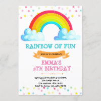 Rainbow baby sprinkles birthday party invitation