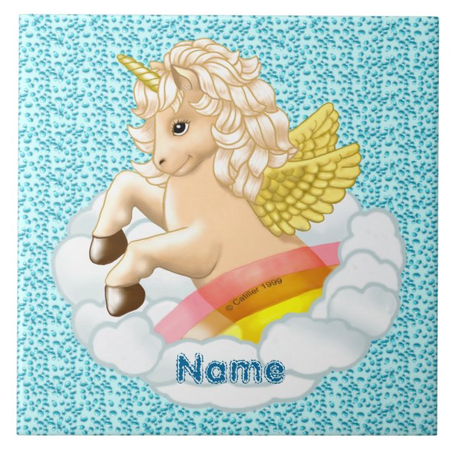 Rainbow Baby Unicorn Ceramic Tile (Front)