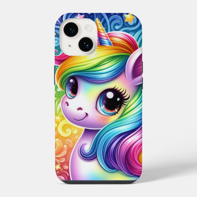 Rainbow baby unicorn iphone 14 case (Back)