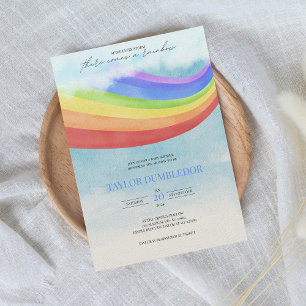 Rainbow Baby Watercolor Pastel Colourful Shower Invitation