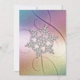Rainbow Background Crystal Snowflake Invitation