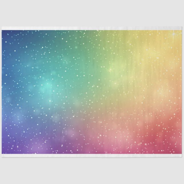 Rainbow Background with Stars Decoupage Tissue Paper (Front)